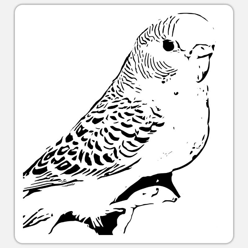 Perruche ondulée - Sticker taille S (10 x 10 cm) - blanc mat