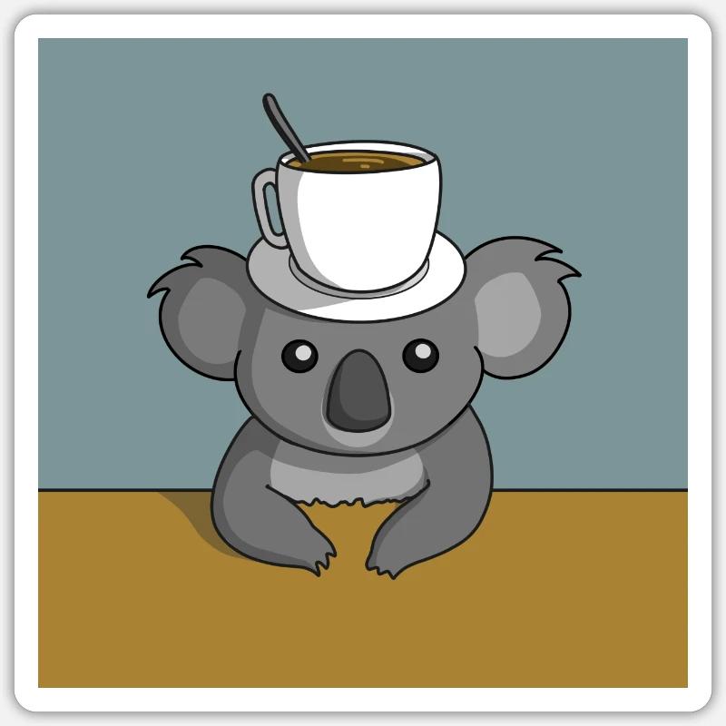 Koala Kaffeepause Sticker Größe S (10 x 10 cm)