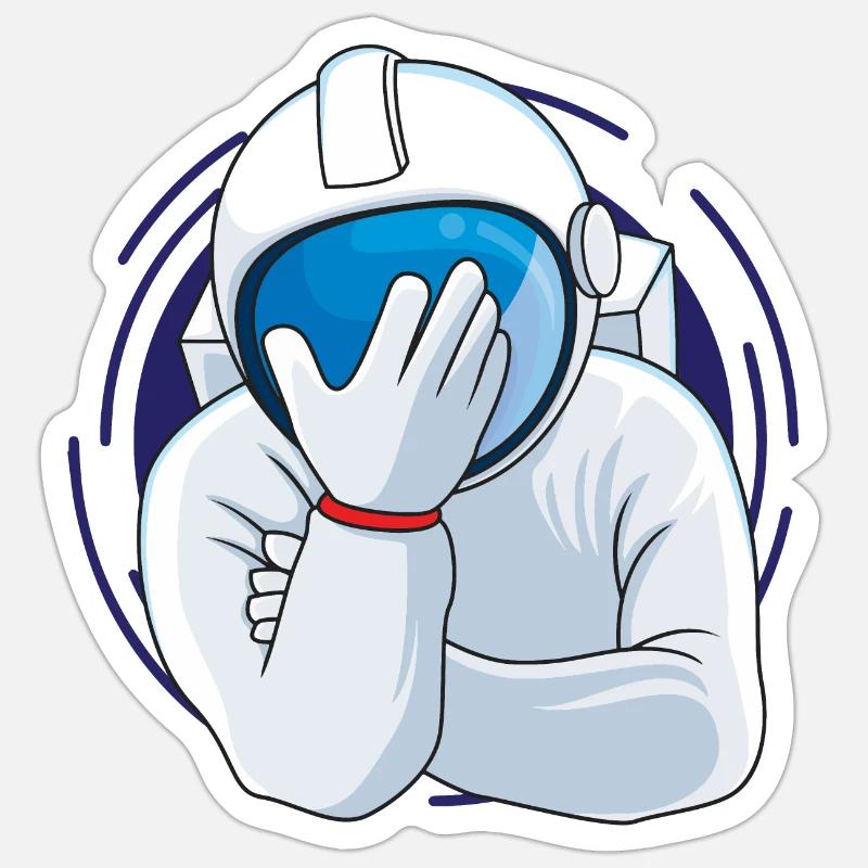 Facepalm Astronaute - Sticker taille S (10 x 10 cm) - blanc mat