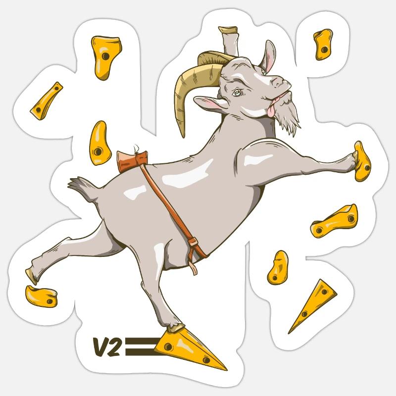Escalade de rochers de chèvre - Sticker taille S (10 x 10 cm) - blanc mat