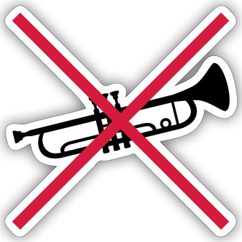 Trompete Verboten Schild - Sticker Größe S (10 x 10 cm) - Mattweiß - Vorne