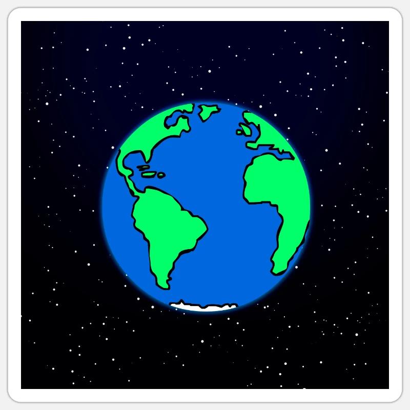 Terre et espace - Sticker taille S (10 x 10 cm) - blanc mat