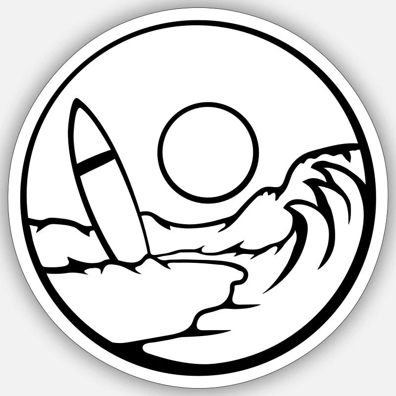 Plage Surfboard Wave Sticker taille S (10 x 10 cm)