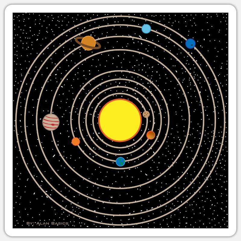 Sonnensystem - Sticker Größe S (10 x 10 cm) - Mattweiß