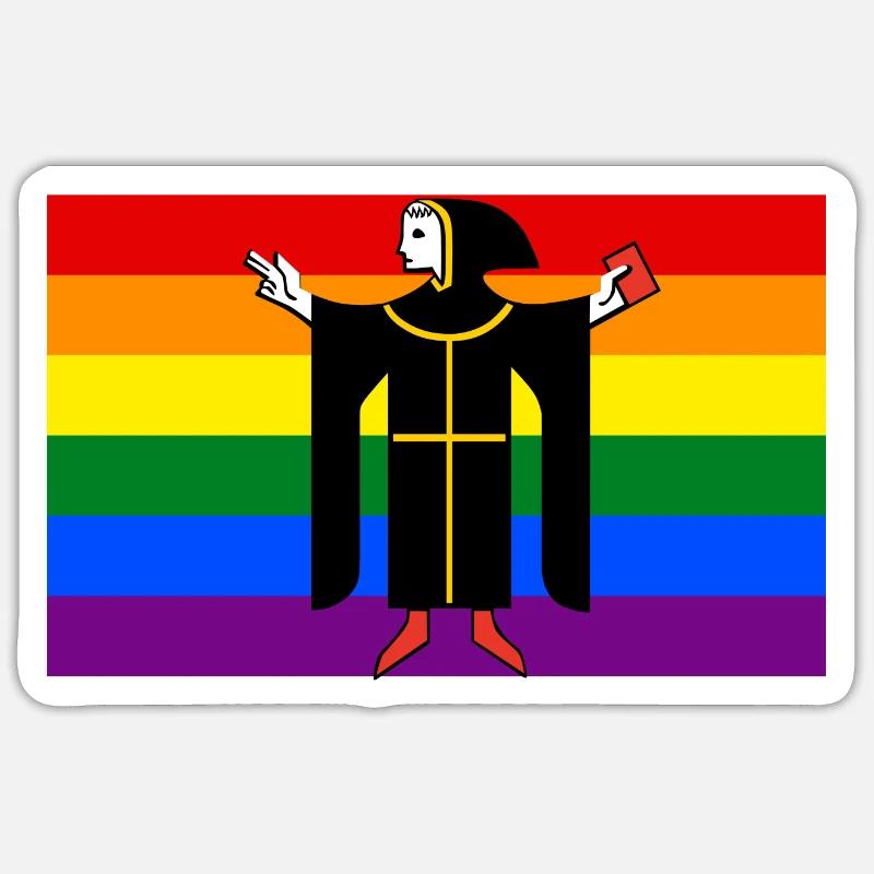 Rainbow Pride Munich / München Flag - Sticker Größe S (10 x 10 cm) - Mattweiß