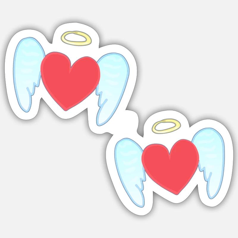 Angel pattern protector hearts - Sticker size S (10 x 10 cm) - white matte