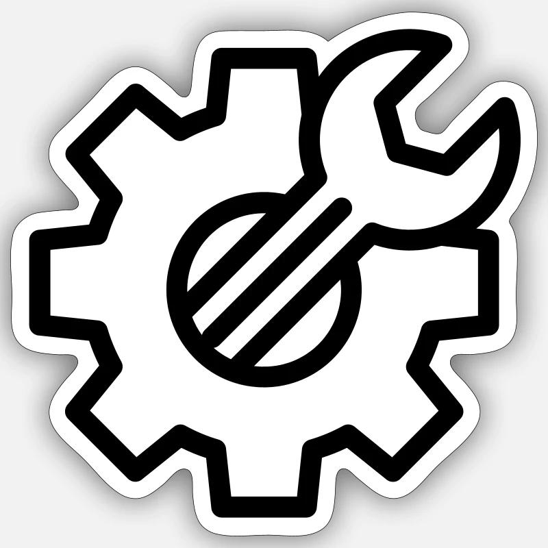 Cogwheel - Sticker size S (10 x 10 cm) - white matte