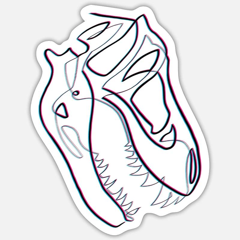 T-rex skull in single line blurred effect Sticker size S (10 x 10 cm)