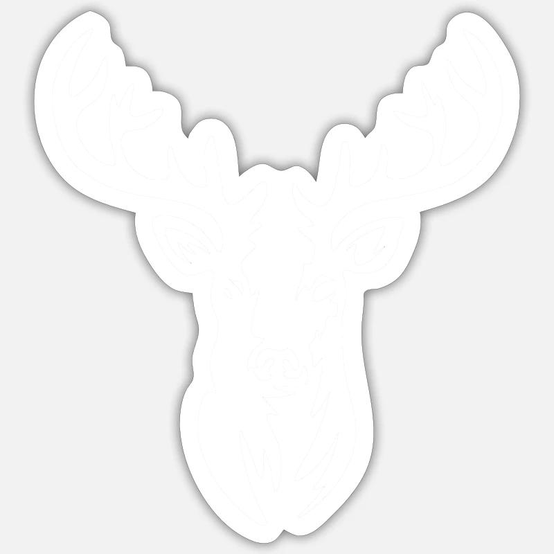 Hirschkopf moderne - Sticker taille S (10 x 10 cm) - blanc mat