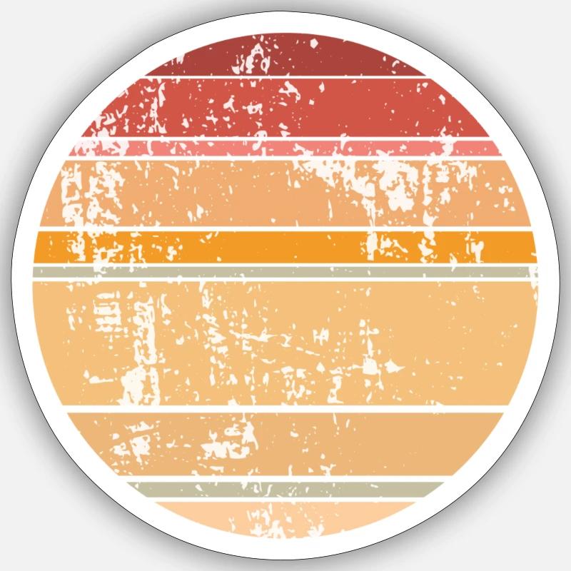 Retro Sunset Hintergrund Kreis - Sticker Größe S (10 x 10 cm) - Mattweiß