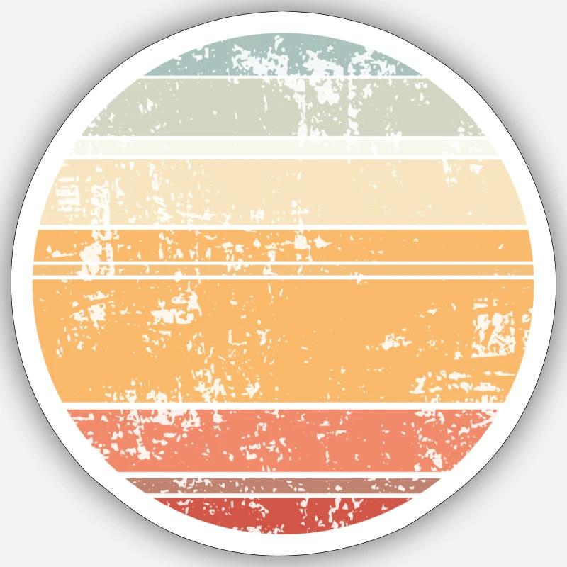 Retro Sunset Background Circle - Sticker size S (10 x 10 cm) - white matte