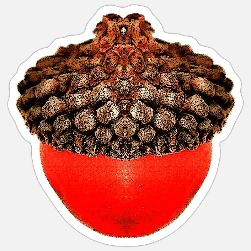 schöne Herbstdrucke, Eichelfoto, unisex herbst - Sticker Größe S (10 x 10 cm) - Mattweiß