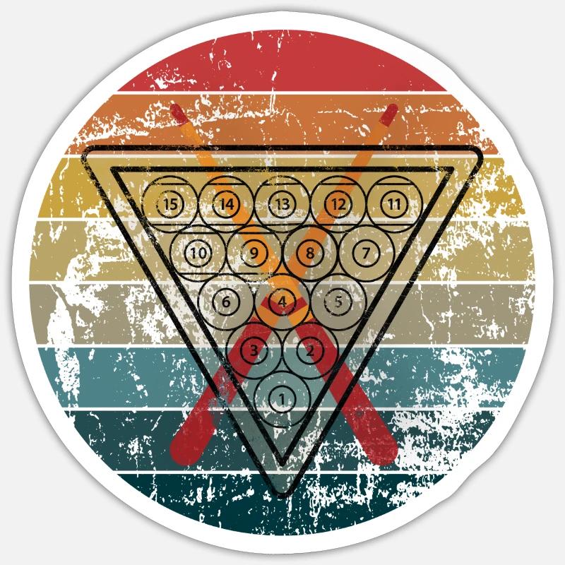 Billard Rétro - Sticker taille S (10 x 10 cm) - blanc mat