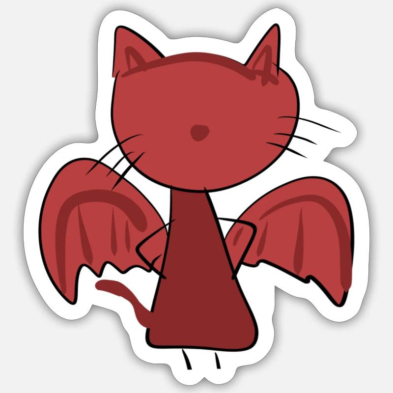 evil cat cartoon devil red Sticker size S (10 x 10 cm)