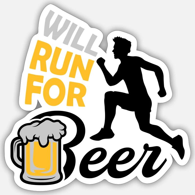 Run for Beer - Sticker Größe S (10 x 10 cm) - Mattweiß