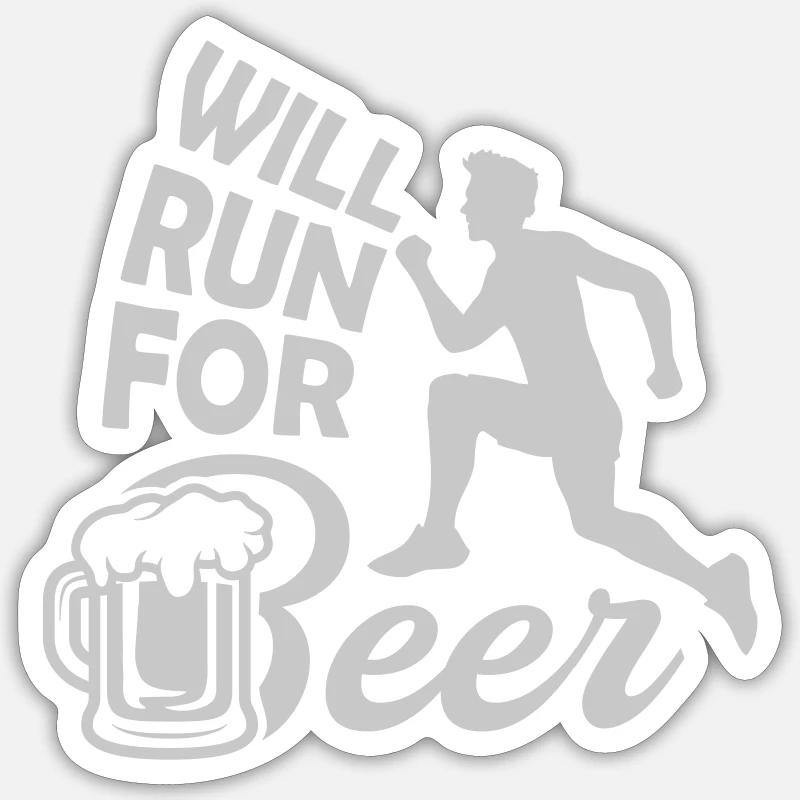 Dire Beer Run - Sticker taille S (10 x 10 cm) - blanc mat