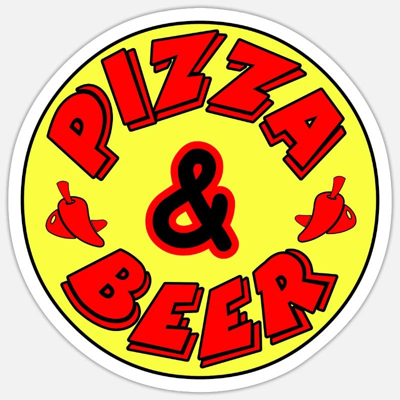 Pizza - Sticker Größe S (10 x 10 cm) - Mattweiß