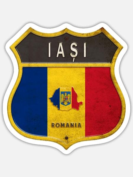 Iași Rumänien Wappen Design - Sticker Größe S (10 x 10 cm) - Mattweiß