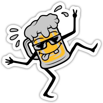 Dancing Cool Party Bière - Sticker taille S (10 x 10 cm) - blanc mat - Devant