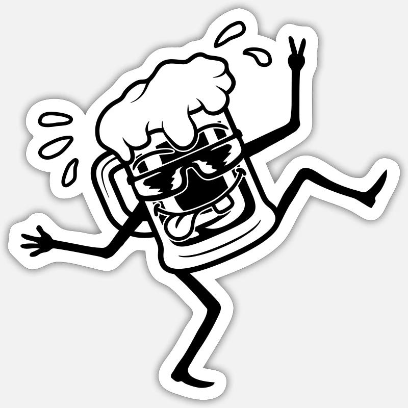 Funny dancing party beer - Sticker size S (10 x 10 cm) - white matte
