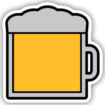 Icon Logo Large Beer Glass - Sticker size S (10 x 10 cm) - white matte - Front