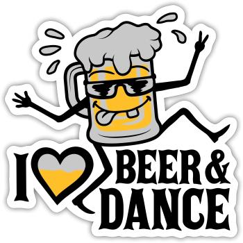 Love Beer and Dance - Sticker Größe S (10 x 10 cm) - Mattweiß - Vorne