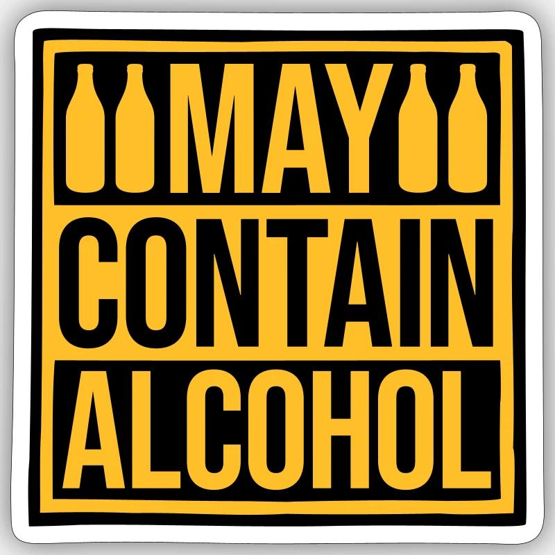 Hinweis May Contain Alcohol - Sticker Größe S (10 x 10 cm) - Mattweiß