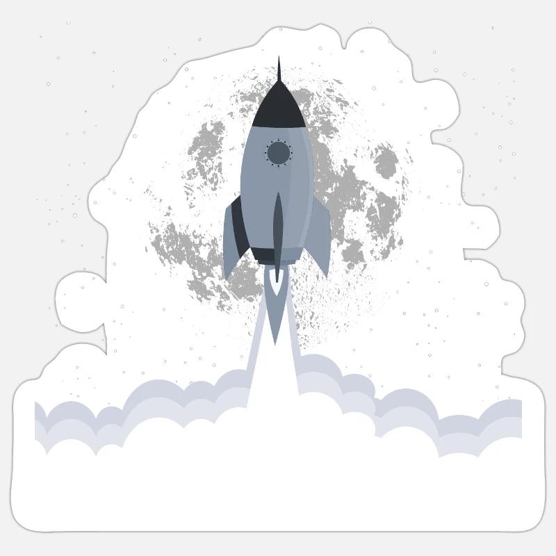 Grey rocket lift off - Sticker size S (10 x 10 cm) - white matte