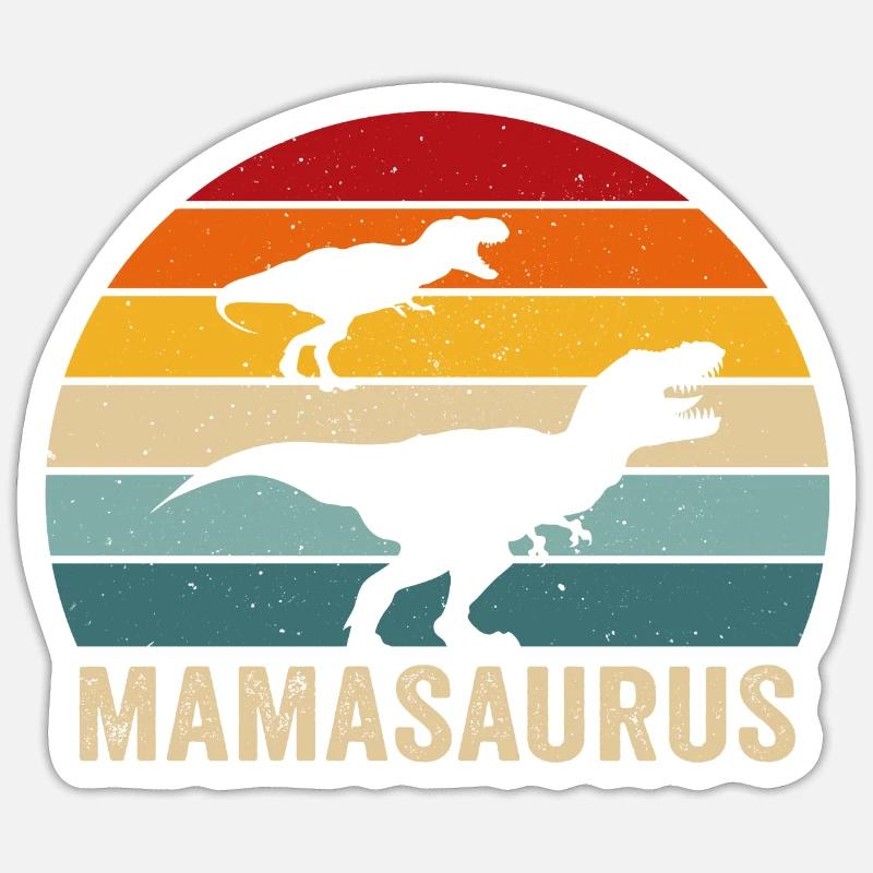 Retro mamasaurus mama dino saurier mutter Sticker Größe S (10 x 10 cm)