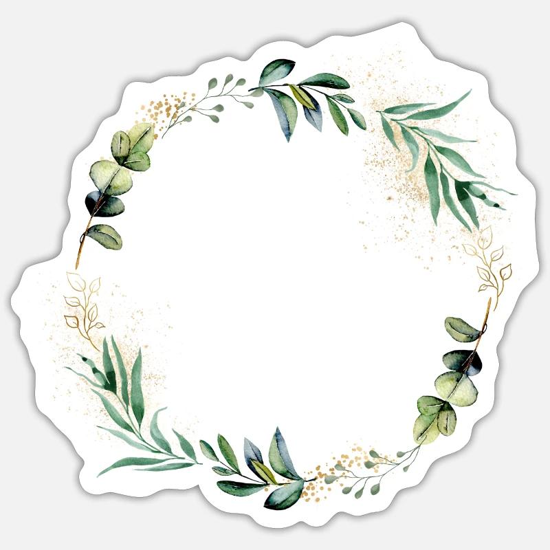 Couronne d’eucalyptus - Sticker taille S (10 x 10 cm) - blanc mat