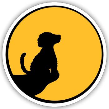 Moon Cliff Sitting Dog - Sticker size S (10 x 10 cm) - white matte - Front
