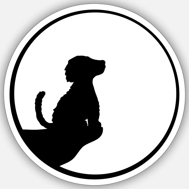 Klippe Mond sitzender Hund - Sticker Größe S (10 x 10 cm) - Mattweiß