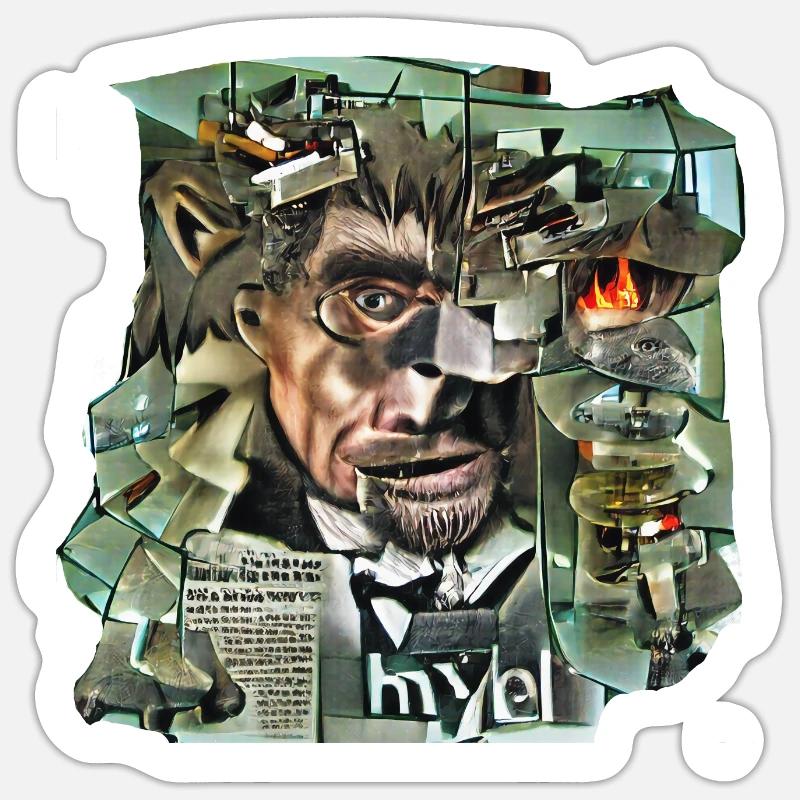 Jekyll et Hyde - Sticker taille S (10 x 10 cm) - blanc mat