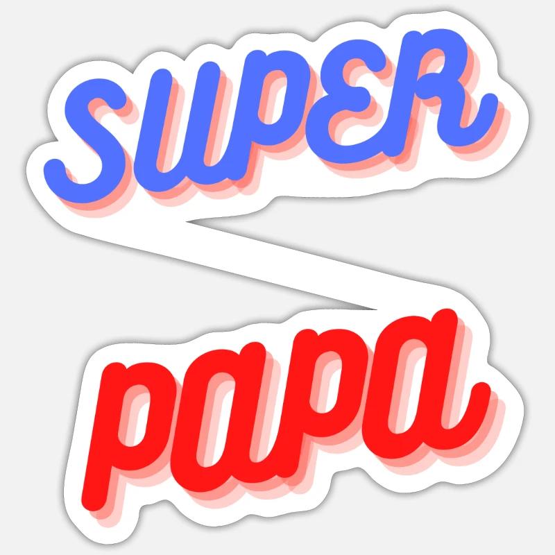 SUPER PAPA Cadeau - Sticker taille S (10 x 10 cm) - blanc mat