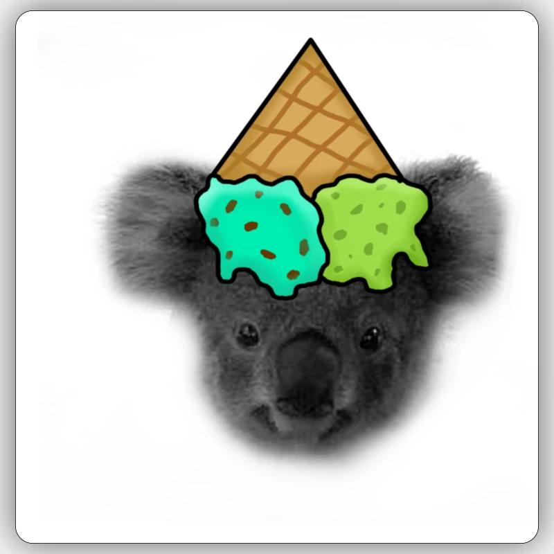 Koala mit Eiscreme als Hut Sticker Größe S (10 x 10 cm)