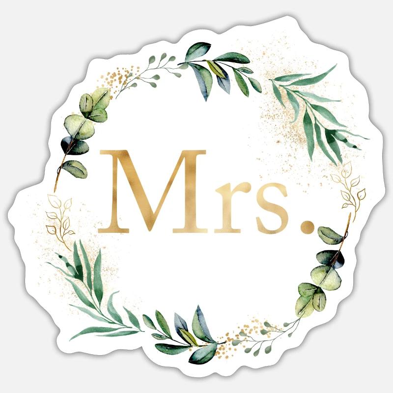 Mrs.! Botany wreath customizable Sticker size S (10 x 10 cm)