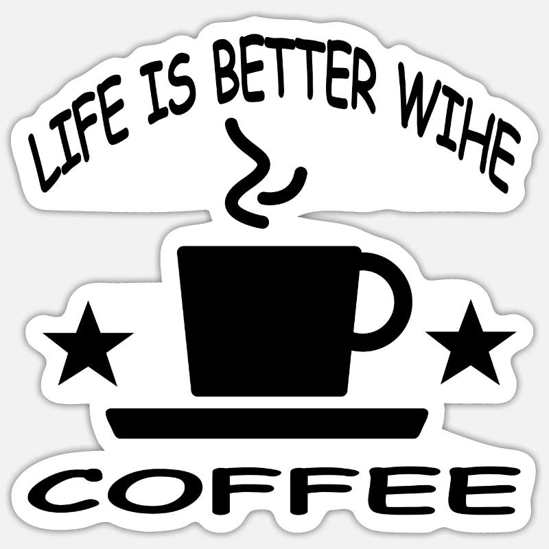 Café - Sticker taille S (10 x 10 cm) - blanc mat