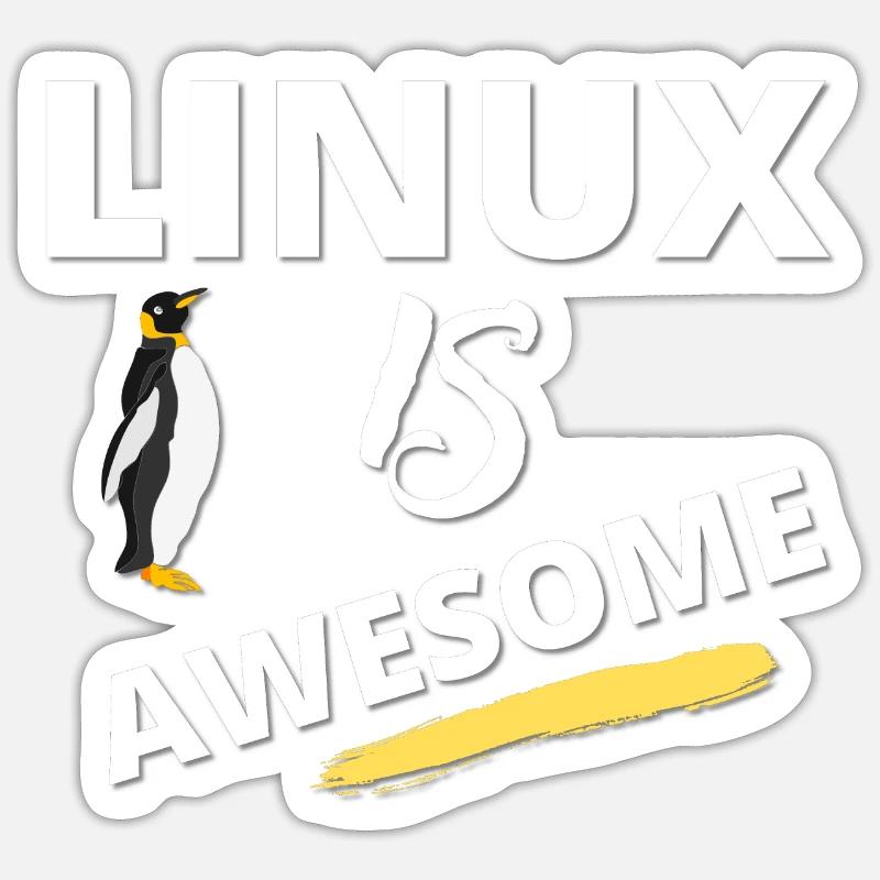 Linux est génial - Cadeau pour les fans d’ordinateurs - Sticker taille S (10 x 10 cm) - blanc mat