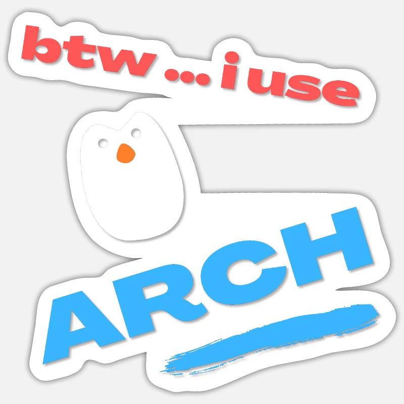 Au fait... J’utilise Arch Linux - Sticker taille S (10 x 10 cm) - blanc mat