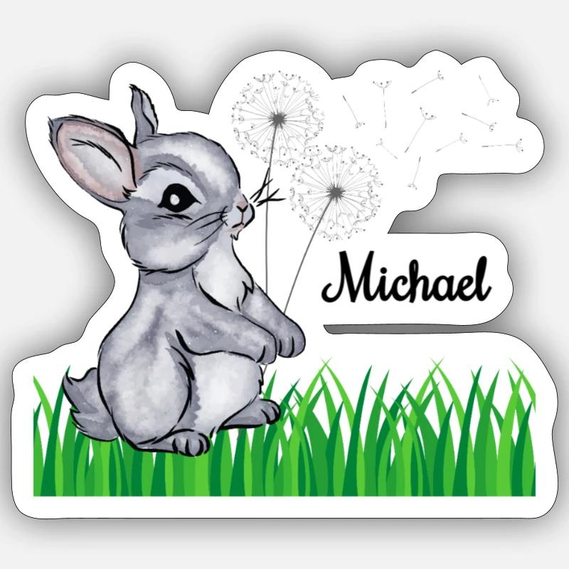 Rabbit Name Gift Michael - Sticker size S (10 x 10 cm) - white matte