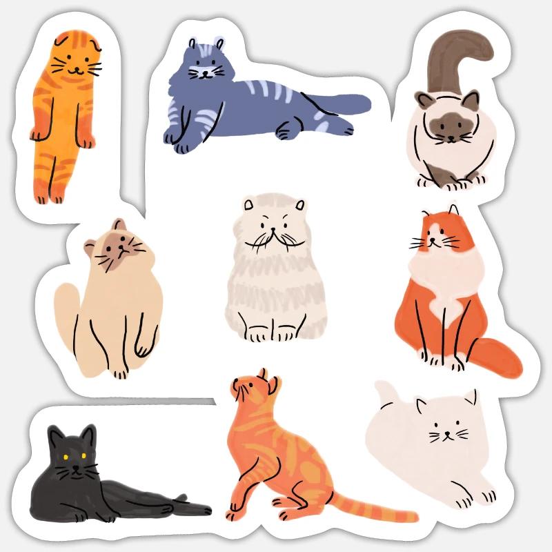 Cats - Sticker size S (10 x 10 cm) - white matte