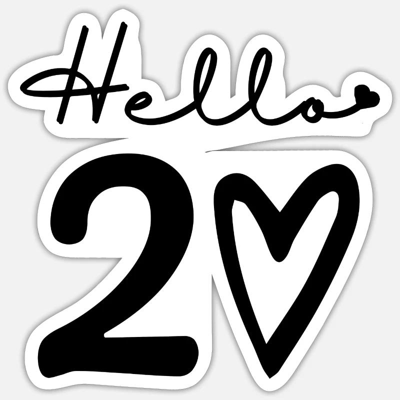hello 20. 20th birthday - Sticker size S (10 x 10 cm) - white matte