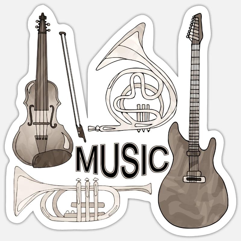 Musical instruments - Sticker size S (10 x 10 cm) - white matte