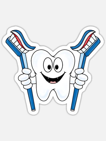 ZAHN - ZAHNARZT - ZAHNBÜRSTEN - KIND - BABY - Sticker Größe S (10 x 10 cm) - Mattweiß