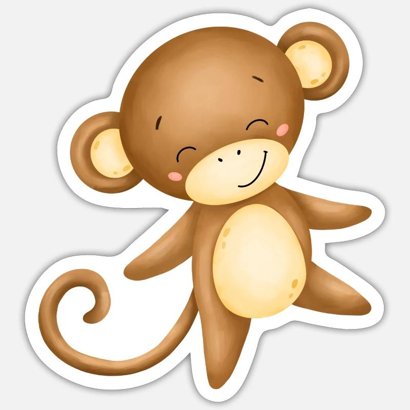 singe mignon - Sticker taille S (10 x 10 cm) - blanc mat