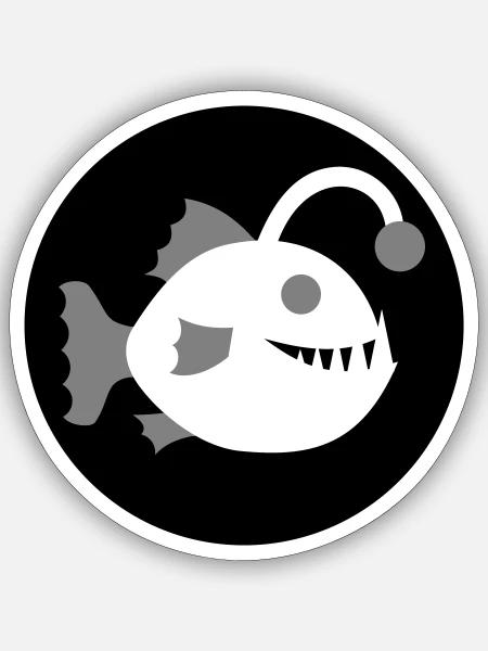 Laternenfisch Anglerfisch Tiefsee Fisch Icon - Sticker Größe S (10 x 10 cm) - Mattweiß