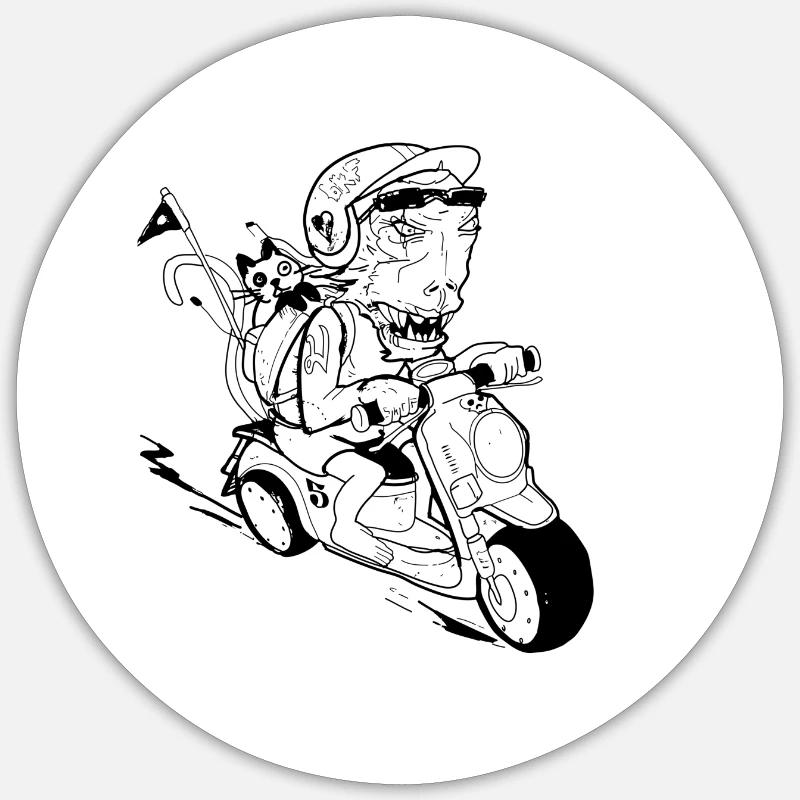monkey scooter - Sticker size S (10 x 10 cm) - white matte