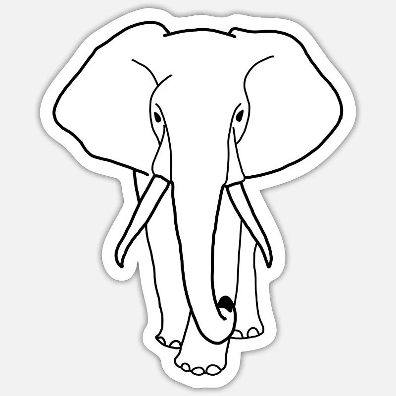 Éléphant - Sticker taille S (10 x 10 cm) - blanc mat