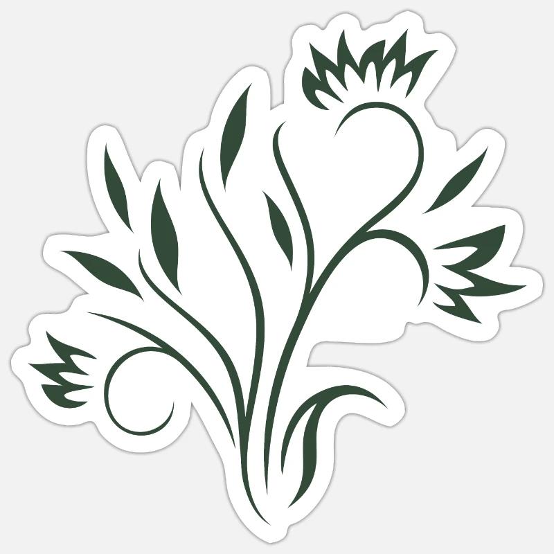 Bel élément floral - Sticker taille S (10 x 10 cm) - blanc mat