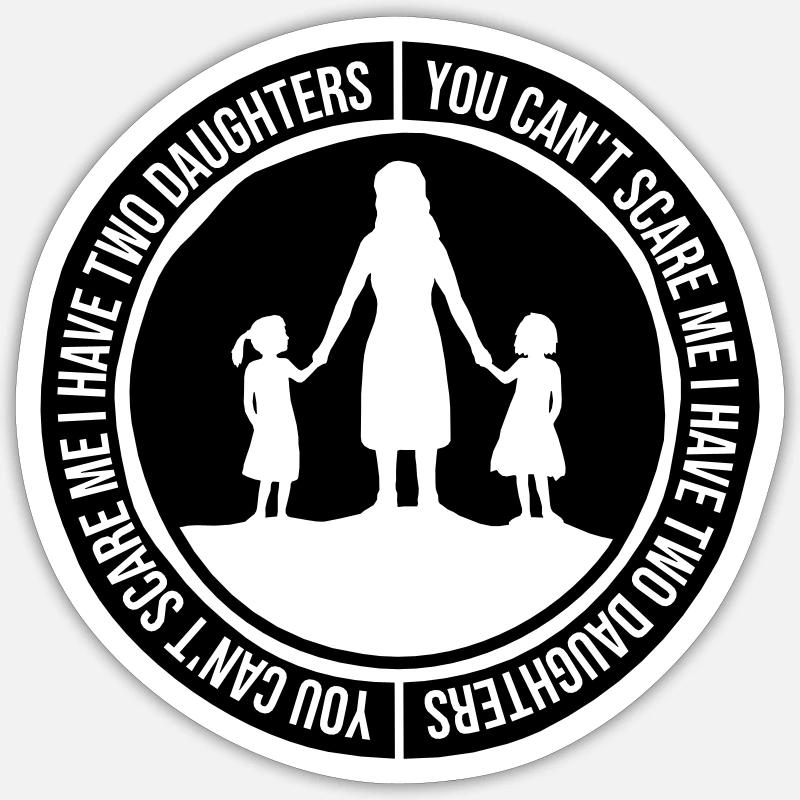 J’ai deux filles - Sticker taille S (10 x 10 cm) - blanc mat